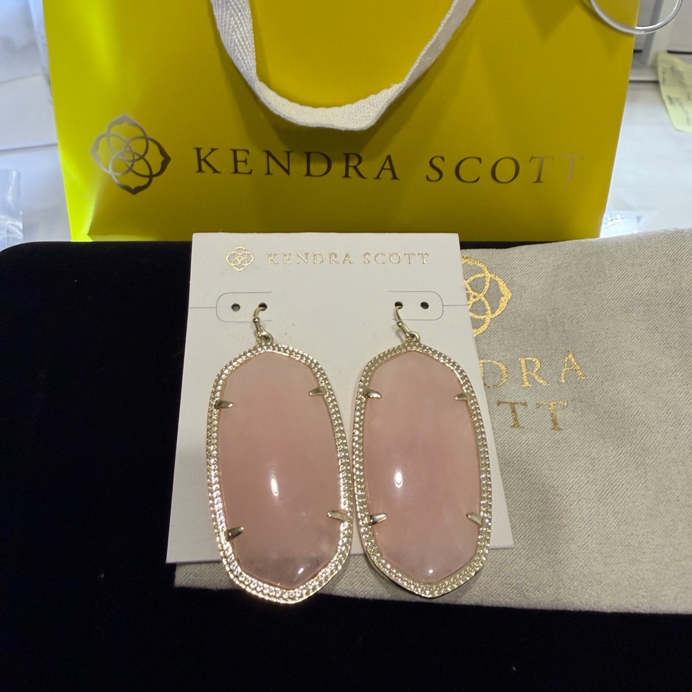 Kendra Scott Rose Quartz Danielle Earrings - Picture 2 of 3